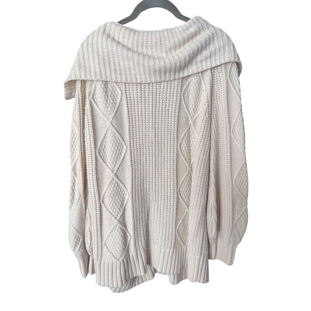 WeWoreWhat Chunky Cable Knit Sweater Zip Up Cardigan XXS XS Ivory Coastal - Picture 7 of 12